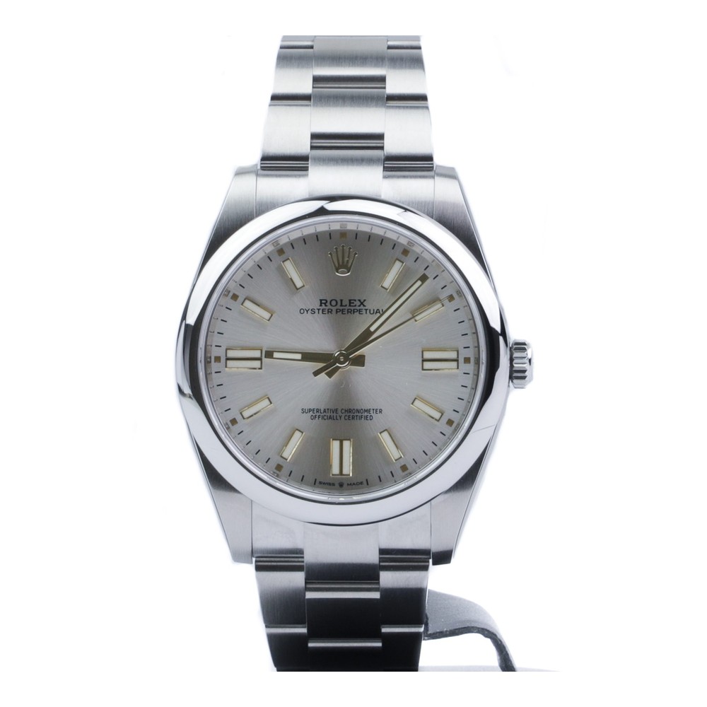 Rolex Oyster Perpetual 41mm Gümüş Kadran Altın İndeks