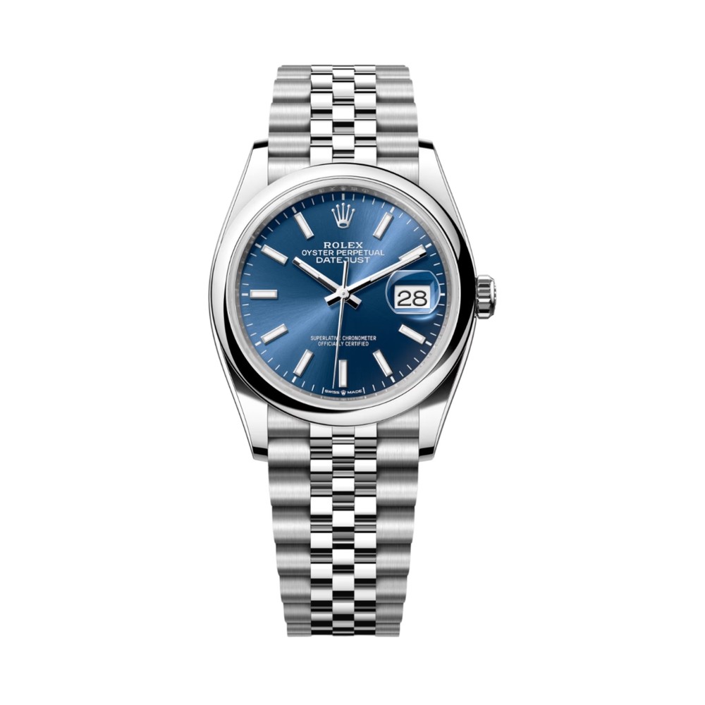 Rolex Datejust 36mm Düz Bezel Parlak Mavi Kadran Oyster