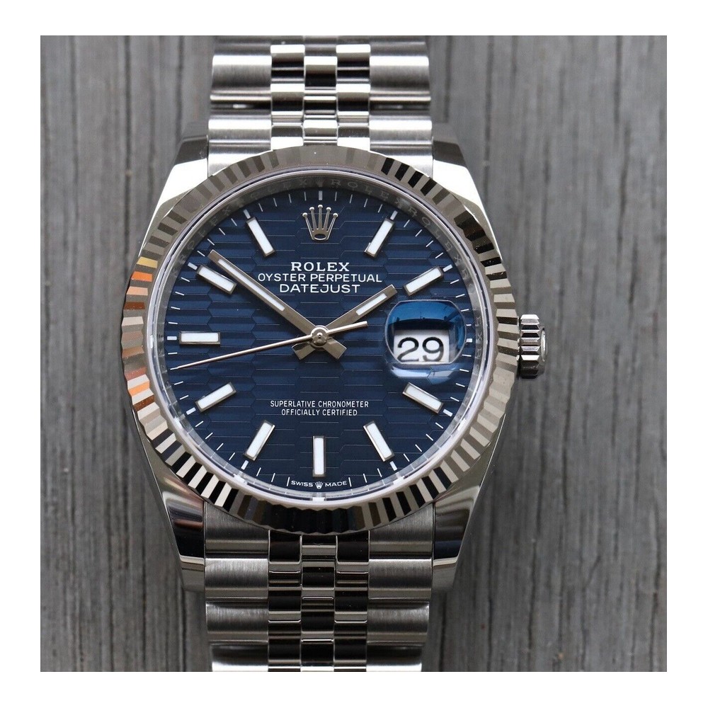 Rolex Datejust 36mm Mavi Yivli Motif Kadran Jubilee