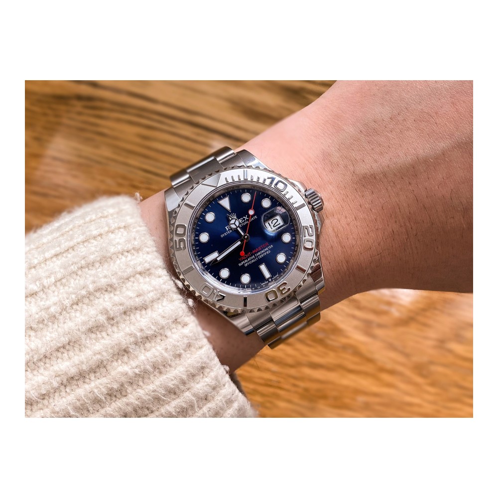 Rolex Yacht-Master 40mm Platin Bezel & Parlak Mavi Kadran Kırmızı Saniye